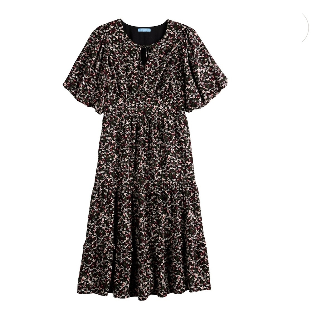 Draper James Black Floral Midi Dress